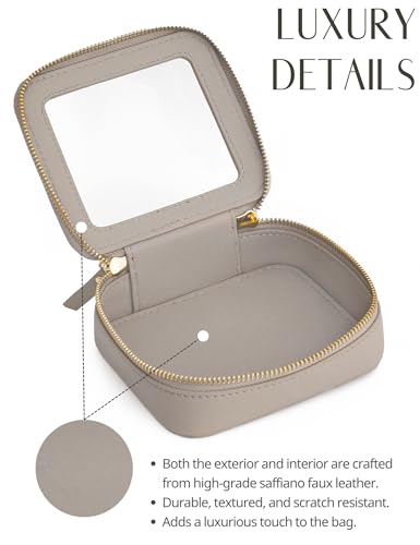 Popvibe Clear Makeup Bag Travel Cosmetic Case Transparent Toiletry Bag with Zipper, Portable Make Up Organizer Traveling Compact Car Bag for Essentials - color: Stone, style: Mini Chic