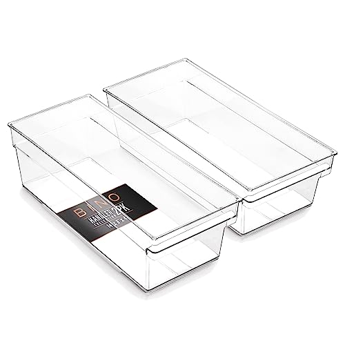 BINO | Plastic Storage Bins, Medium | THE HANDLER COLLECTION | Multipurpose Organizer Bins | Kitchen Pantry Organizers and Storage | Clear Containers for Organizing Home | Freezer Organizer - size: 2PK MEDIUM - 14 x 6 x 4