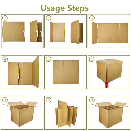 2 Sets Moving Boxes Packing Boxes Divider Kits,16 x 12 x 13 Inch Glassware Dish Packing Box Kitchen Moving Box Corrugate Dividers with 24 Pcs Foam Pouches,1 Pcs Tape Rolls with Dispenser - style: 2 Sets-one layer-16x12x13in
