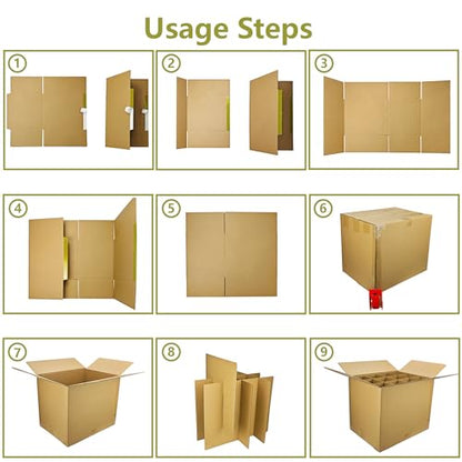 2 Sets Moving Boxes Packing Boxes Divider Kits,16 x 12 x 13 Inch Glassware Dish Packing Box Kitchen Moving Box Corrugate Dividers with 24 Pcs Foam Pouches,1 Pcs Tape Rolls with Dispenser - style: 2 Sets-one layer-16x12x13in