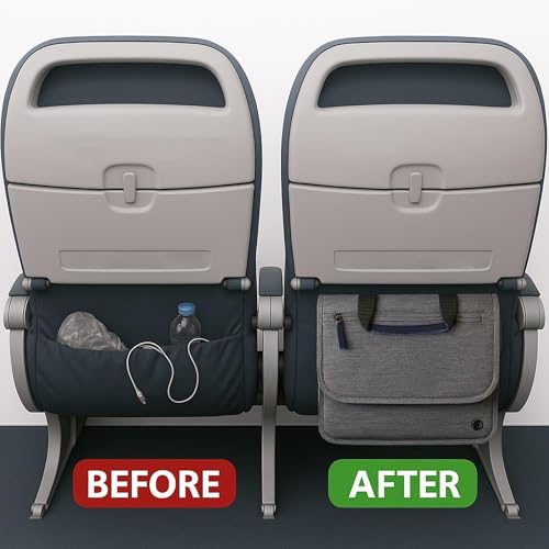 SO~MINE Airplane Pocket Organizer | Tray Table Cover | In Flight Seat Back Organizer Bag | Commuter Essential Travel Bag | Media Pouch For Flying | Travel Gift | Attaches To Luggage - color: Midnight Slate