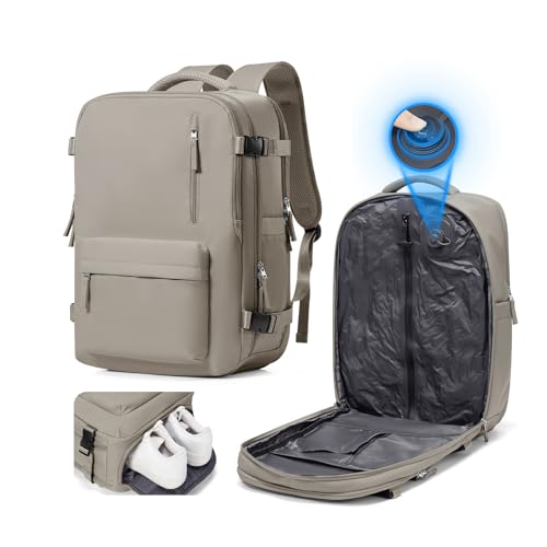 Vacuum Seal Travel Backpack Built-in Pump,Air Compression System Vacuum Vacpack Backpack Travel Bag for Women Men Carry On Suitcase Luggage Laptop Airlines Approved Daypack Space Saver Bags Grey Brown - color: A1-greybrown
