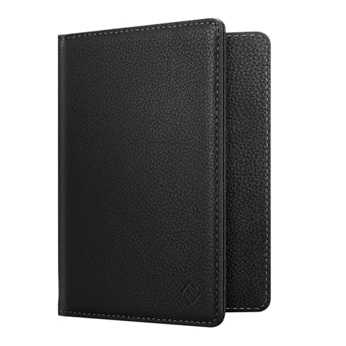 FINTIE Passport Holder, Slim Travel Wallet RFID Blocking Card Case Cover Passport Cover Protector Essentials with Credit Card Slots for Women/Men | Slim - color: Black