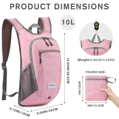 G4Free 10L/15L Hiking Backpack Lightweight Packable Hiking Daypack Small Travel Outdoor Foldable Shoulder Bag - color: Pink Checkered, size: 10L