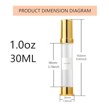 30ml 1oz travel bottles 4 pcs,Golds clear travel bottles,Airless pump bottles,DIY travel bottle set cosmetic containers Included， Gift Box，With labels,refillable cosmetic containers - size: 30 ML