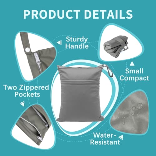 babygoal Wet Dry Bags for Baby Cloth Diapers, Washable Travel Bags, Beach, Pool, Gym Bag for Swimsuits & Wet Clothes with Two Zippered Pockets 3 Pack, 3LN24 - color: Fruit Orange& Milk Tea Brown
