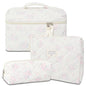 GISMTR 3Pcs Cotton Quilted Makeup Bag Large Travel Cosmetic Bag Coquette Makeup Pouch Cute Aesthetic Floral Toiletry Bag for Women Girls (flower-S) - color: flower-S
