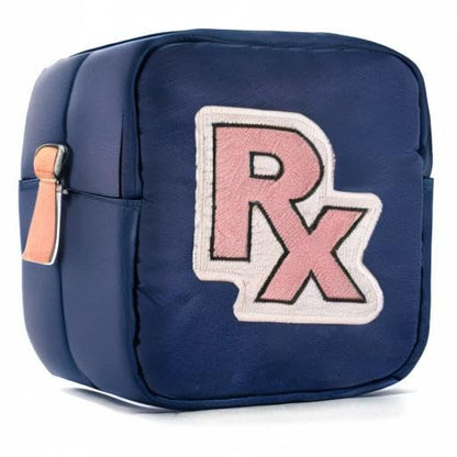 uekeboag Personalized Small Nylon Rx Cosmetic Bag, Cute Chenille Letter Patch Medicine Drug Pouch with Zipper,Preppy Makeup Travel Vitamin Bag for Women and Girls (Navy-Pink) - color: Navy-Pink