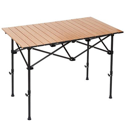 SHANQUAN Camping Table Roll up Table, Fold up Lightweight Compact 4 Person Portable Adjustable Height Roll up Aluminum Table with Carry Bag for Outdoor, Camping, Picnic, Backyards, BBQ - size: 37.4*21.7/Adjustable