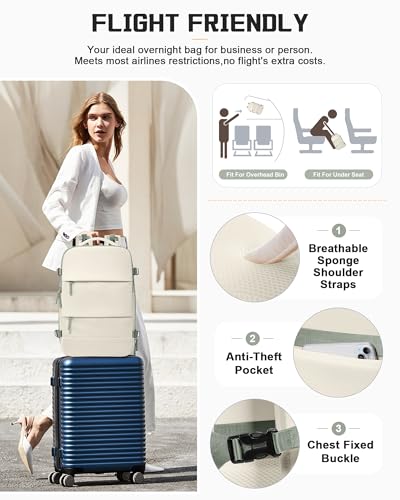 wepadre Vacuum Backpack Travel with Pump Travel Backpack with Vacuum System Expandable Vacpack Compression Backpacks for Travel Easy Vac Pack Carry on Luggage - color: Beige With Green