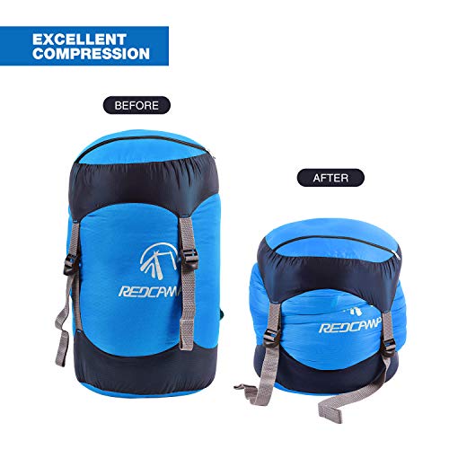 REDCAMP Nylon Compression Stuff Sack, 10L/17L/27L/40L Lightweight Sleeping Bag Compression Sack Great for Backpacking, Hiking and Camping,Blue/Yellow/Army Green/Black - color: Blue, size: Medium