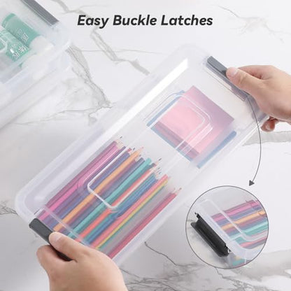 8 Pack 4QT Clear Plastic Storage Bins with Lids Stackable Storage Box for Crafts, Supplies Plastic Container Bins for Organizing (Small 8Pack) - size: Small 8Pack