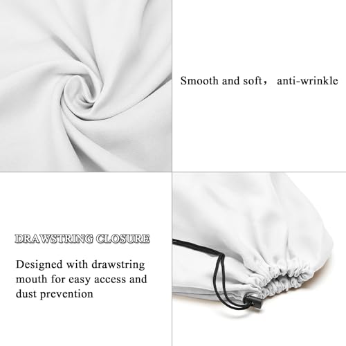 LAKE OF FIRE 4-Piece Travel Shoe Bags for Packing, 17.7" x 13.8" Dustproof Shoe Bags with Drawstring Closure,Washable & Reusable(White) - color: White