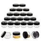 5 Gram Sample Containers with Lids, 25PCS Mini Makeup Containers, Empty Plastic Travel Cosmetic Containers with Labels - color: Black