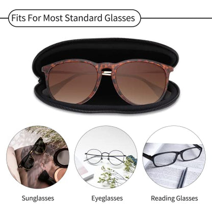 Hion Sunglasses Soft Case Ultra Light Neoprene Zipper Eyeglass Case With Belt Clip - color: 4pcs-2pcs Black+2pcs Pattern