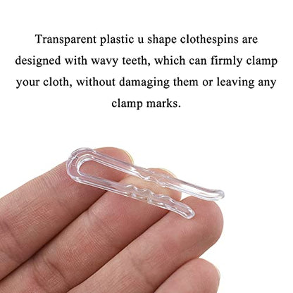 HAHIYO 1.8inch/45mm 170Pcs Clear Plastic U Shape Alligator Clip, Clothespin Fabric Clip Garment Shirt Folding Clip with Teeth for Sewing Room Folding Sock Tie Pant Securing Fabric to Comic Book Board - size: Clear - 1.8 inches - 170 Count - With Teeth