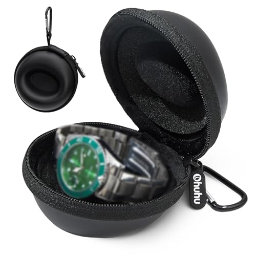 Ohuhu Travel Watch Case for Men Women - Portable Single Watch Storage Organizer with 56mm Heightened Design Fits Wristwatches & Smartwatches Ideal Gift for Father's Day Christmas Birthday