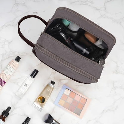 WANDF Travel Toiletry Bag for Men Large Toiletries Shaving Bag Water Resistant Hanging Dopp Kit Travel Accessories Bag for Women Men (Taupe) - color: Taupe