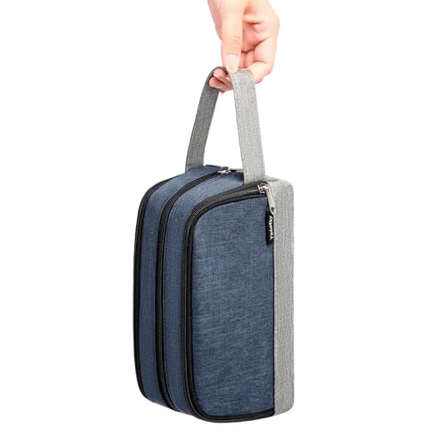 Yeiotsy Men's Travel Toiletry Bag – Small Dopp Kit with Mesh Pockets & 3 Compartments, Durable Shaving Organizer for Gym, Camping & Weekend Trips - color: Dark Blue