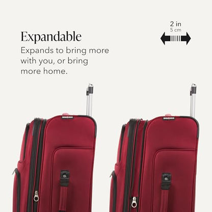 SWISSGEAR Sion Softside Expandable Spinner Luggage Durable Lightweight Travel Suitcase, Burgundy, Checked-Large - color: Burgundy, size: Checked-Large