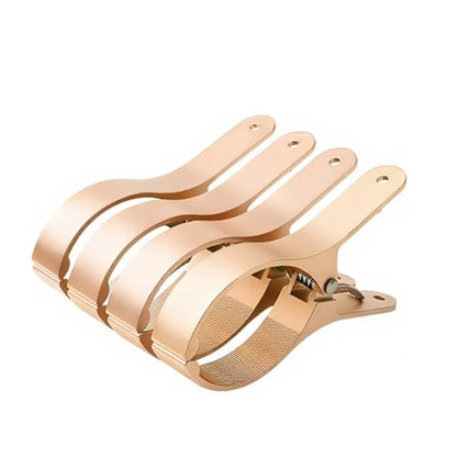 4 PCS Extra Large Beach Towel Clips,5.1 Inches Heavy Duty Aluminum Alloy + Stainless Steel Clip for Chairs,2.95 Inch Opening,Portable Windproof Cruise Ship Essentials,for Laundry,Camping and Travel - color: Gold