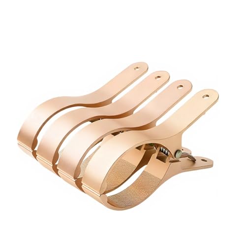 4 PCS Extra Large Beach Towel Clips,5.1 Inches Heavy Duty Aluminum Alloy + Stainless Steel Clip for Chairs,2.95 Inch Opening,Portable Windproof Cruise Ship Essentials,for Laundry,Camping and Travel - color: Gold
