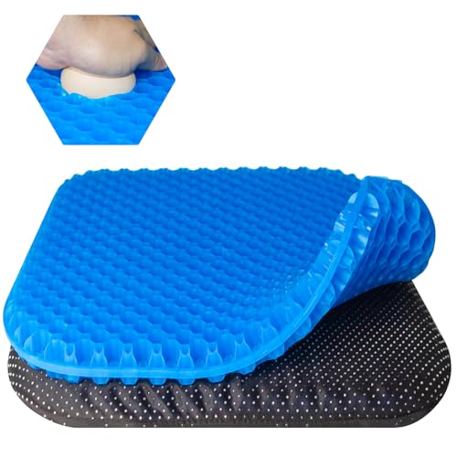 EVEME Gel Seat Cushion for Long Sitting with Non-Slip Cover,Cooling seat Cushion,Breathable Honeycomb Design Absorbs Pressure Points,for Office Chair, Home Car seat,Wheelchair - size: 17" x 15" x 1.2" - Blue