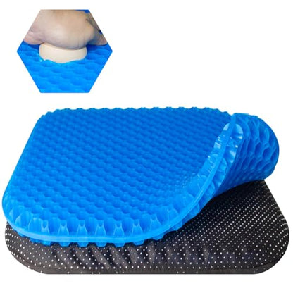 EVEME Gel Seat Cushion for Long Sitting with Non-Slip Cover,Cooling seat Cushion,Breathable Honeycomb Design Absorbs Pressure Points,for Office Chair, Home Car seat,Wheelchair - size: 17" x 15" x 1.2" - Blue