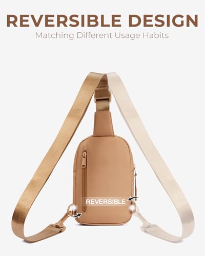 CHOLISS Small Crossbody Bags for Women and Men, Sling Bag for Women and Men Trendy, Fanny Packs Chest Bag with Extended Strap - color: Caramel Brown