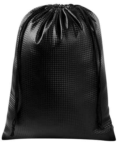 PALTERWEAR Tech-Weave PU-Coated Drawstring Bags (Set of 5) Water-Resistant, Directional-Stretch Travel Organizers for Toiletries, Tech Gear, Hobby - Durable, Wipe-Clean (Black 3D, 8 x 11 In) - size: 8 x 11 In