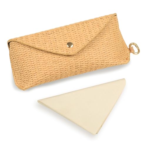 Straw Sunglasses Case Hard Shell Glasses Eyeglass Travel Pouch Women Men Eyewear Organizer Holder with Clip - style: Straw