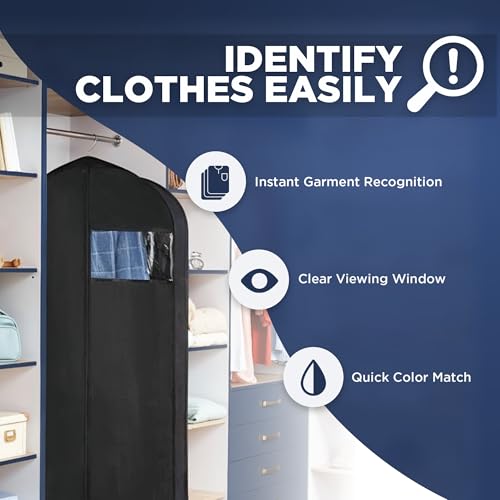 Garment Bag for Hanging Clothes - Travel Suit Bag Closet Covers for Men and Women - Long Dress, Mens Jackets, Coats, Shirts, Dance Clothing Protector, Zipper Hanger Wardrobe Dust Cover (42 Inch) - size: 42-Inch