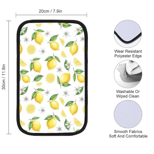 Car Armrest Box Pad Yellow Fruits Green Leaves Lemon Floral, Universal Style Waterproof Center Console Cover, Arm Rest Cushion Pads for SUV, Truck - color: Picture (76)