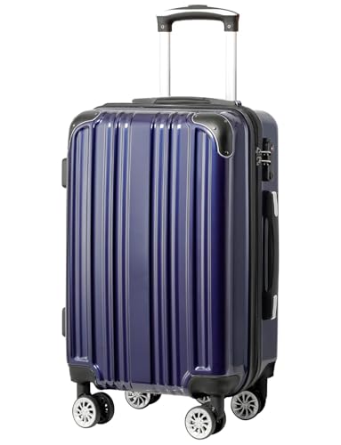 Coolife Carry On Luggage, Suitcase with Durable and Lightweight, carry on suitcase with PC+ABS Hardshell, Dual Spinner Wheels, TSA Lock, and YKK Zipper(navy new, S(20in)_carry on) - color: navy new, size: S(20in)_carry on