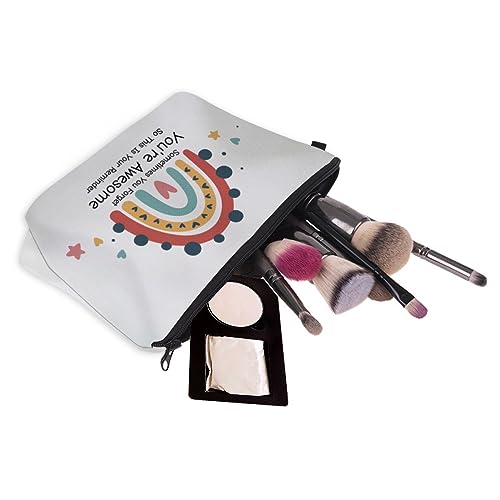 Deanfun Small Makeup Case - Cute and Waterproof Cosmetic Bag for Women(Rainbow, Sometimes You Forget That You'Re Awesome, So This Is Your Reminder D5-56372) - color: Rainbow, Sometimes you forget that you're awesome, so this is your reminder 56372