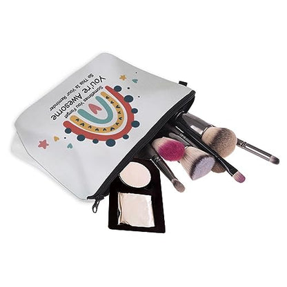 Deanfun Small Makeup Case - Cute and Waterproof Cosmetic Bag for Women(Rainbow, Sometimes You Forget That You'Re Awesome, So This Is Your Reminder D5-56372) - color: Rainbow, Sometimes you forget that you're awesome, so this is your reminder 56372