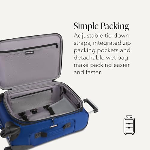 SWISSGEAR Sion Softside Expandable Spinner Luggage Durable Lightweight Travel Suitcase, Blue, 2-Piece Set (Carry-On/Large) - color: Blue, size: 2-Piece Set (Carry-On/Large)