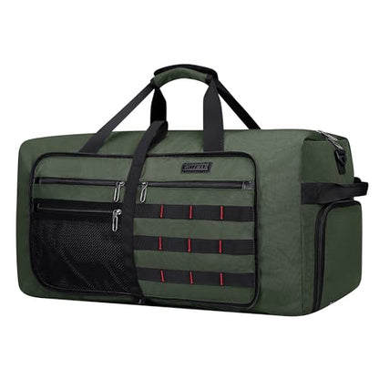 WITZMAN Foldable Duffle Bag for Travel 65L Lightweight Packable Duffel Bag with Shoes Compartment Overnight Bag for Men Women (B697 Army Green） - color: Army Green