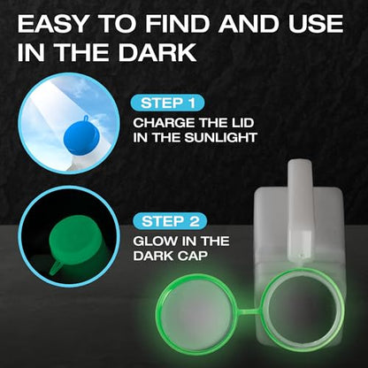 Urinals for Men Glow in The Dark Lid by Tilcare (1 Pack) - 32oz/1000mL Thick Plastic Mens Bedpan Bottle with Screw-on Lid - Spill Proof Portable Pee Bottles - Travel Urine Collection Containers