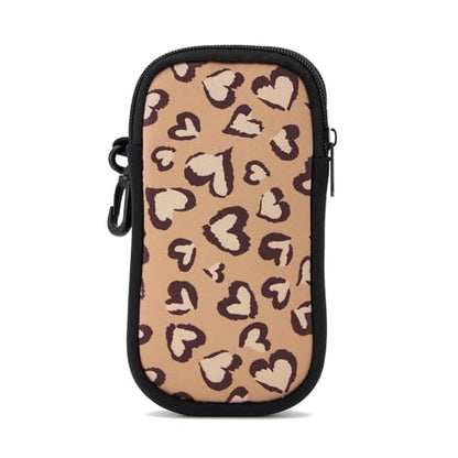 QIUTIMIY Sunglasses Soft Case Zipper Double Eyeglass Case with 2 Compartments 1 Belt Clip - color: Leopard