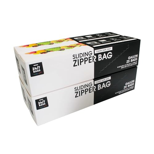 Gallon Slider Storage Bags- 100 Count, Featuring Expandable Bottom, Zero BPA, Microwave-Safe(4 boxes of 25) - size: GALLON