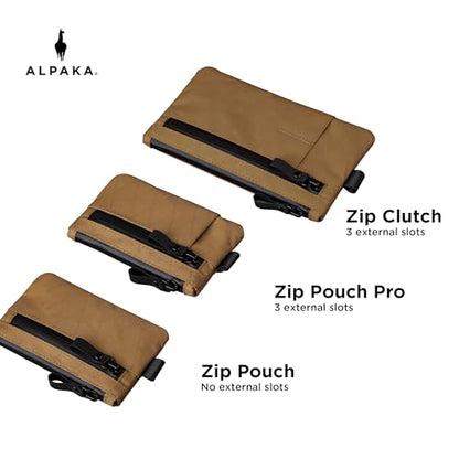 ALPAKA Zip Pouch Coyote Brown X-Pac - RFID-Blocking Small Cash and Card Zip Wallet with Carbon Neutral, Weatherproof Fabrics, YKK Zipper, EDC Pouch for Men Travel - color: Coyote Brown