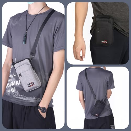 Travel Cell Phone Pouch Belt Pouch, Phone Holster Crossbody Bag with Shoulder Strap for iPhone Case Holder for Hand with Neck Lanyard Smartphone Walking Passport Wallet | with Shoulder Strap - color: Single layer black