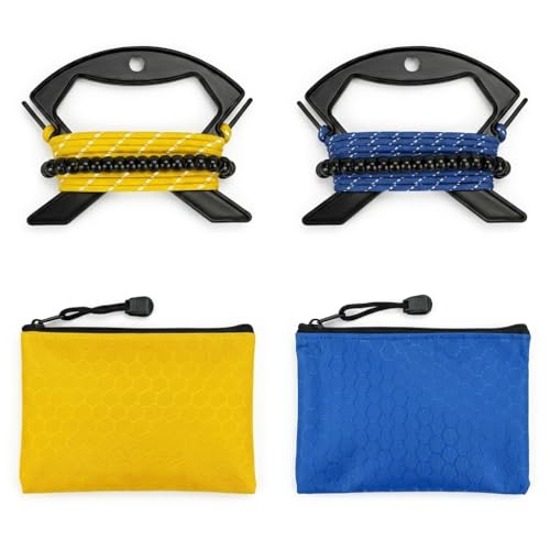 2 Pack Travel Clothesline, No Clothespins Needed - 11.5ft Reflective Cord with 24 Beads, Tangle-Free Cord Winders & Zipper Bags, Portable Laundry Drying Rope for Cruise, Hotel, Camping, RV, Indoor Use