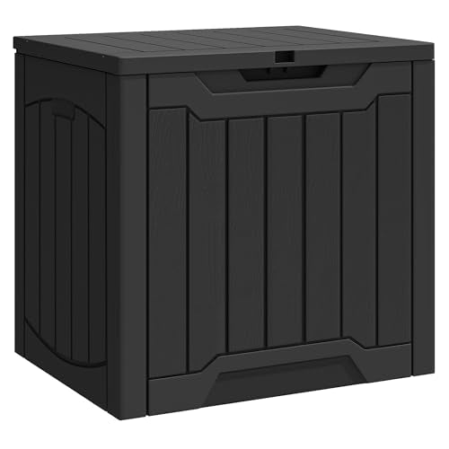 YITAHOME Outdoor Resin Storage Box 31 Gal, Water-resistant Patio Deck Box Outdoor Storage Box for Pillows, Garden Equipment, Securely Lockable, Black - color: Black, size: 31 Gallon