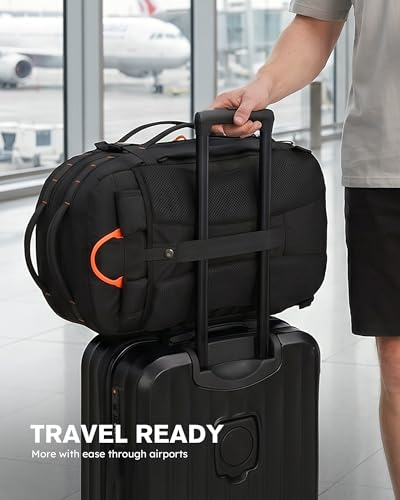Tolaccea Travel Backpack for Men Women, 40L-50L Carry On Backpack with Wet Dry Compartment, TSA Approved Laptop Daypack Fits 15.6", Convertible Expandable Large Rucksack Duffel Bag for Work Travel - color: Black