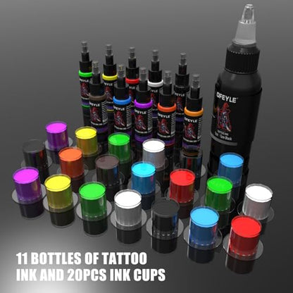Tattoo Kit, Wireless Tattoo Gun Kit with LED Display 1600mAh Battery Rotary Tattoo Machine Kit for Beginners Complete Set with 10PCS Cartridge Needles, Ink Set, Transfer Gel and Transfer Papers