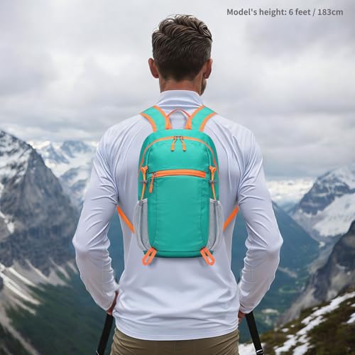 Hiking Daypack Packable, Camping Backpack Water Resistant Lightweight Polyester for Men Women Travel Outdoor - color: Lake Blue