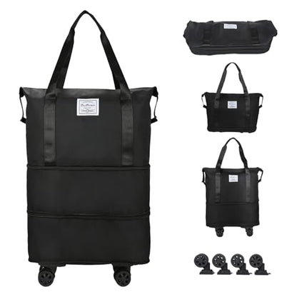 18-40L Rolling Duffle Bag with Wheels,Expandable Foldable Luggagelarge Expandable Travel rolling bag,Wheeled Travel Duffel Weekend Bags,Lightweight Carry-On Luggage for Gym, Camping, Business Trip