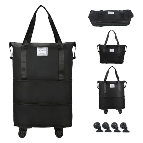 18-40L Rolling Duffle Bag with Wheels,Expandable Foldable Luggagelarge Expandable Travel rolling bag,Wheeled Travel Duffel Weekend Bags,Lightweight Carry-On Luggage for Gym, Camping, Business Trip